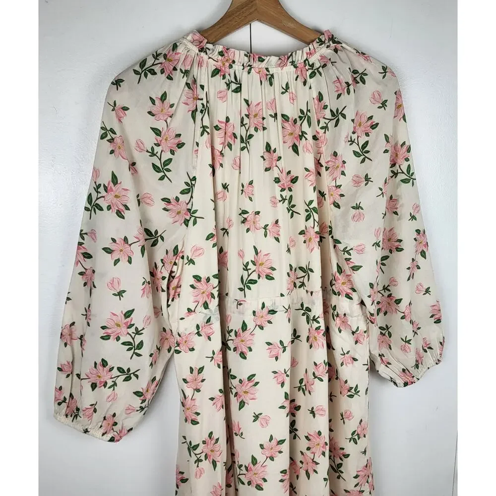 Draper James Kellie Babydoll in Floral Magnolia Dress w/ Billowing Sleeves | L - Picture 11 of 15
